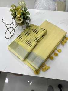 DORIYA KOTA SLUB SAREE – chemisier à bordure tissée en argent, bordure en lin et imprimé exclusif - Product Image 6