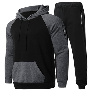 Conception OEM 69% coton 31% polyester gris chiné Hommes Tech Polaire Survêtement Full Zip Hoodie Joggers Pantalons de survêtement Survêtement - Product Image 1