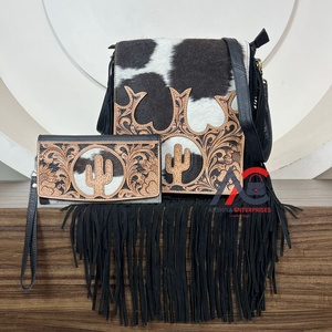 กระเป๋าถือหนังวัวแท้แบบมีเครื่องมือใหม่กระเป๋าสะพายคาดตัวและกระเป๋าคลัทช์ข้อมือดีไซน์แคคตัส2ชิ้นสำหรับผู้หญิง - Product Image 1