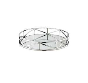 Bandeja de almacenamiento dorada decorativa de metal Decoración para el hogar Marco circular de metal Bandeja de servicio de vidrio - Product Image 6