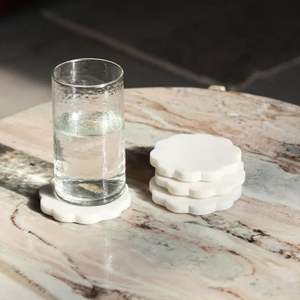 Handmade Wave Edge Natural Decorative Natural White <b>black</b> Marble <b>coasters</b> white <b>coaster</b> and <b>black</b> white <b>coaster</b> - Product Image 3