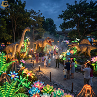 Projet clé en main de sentier nocturne à thème dinosaures avec dinosaures animatroniques et expositions de lanternes personnalisées de Zigong