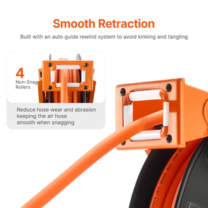 Enrouleur de tuyau d'air hybride rétractable VEVOR 3/8 po x 65 pi avec double bras, accessoires et pièces pour outils pneumatiques - Product Image 2