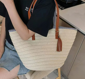 กระเป๋าฟางสะพายไหล่สำหรับผู้หญิงกำหนดได้เอง - Product Image 2