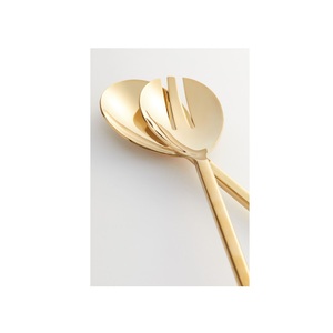 Cuillère à salade royale en acier inoxydable, poignée de fleur Design miroir poli cuillère à salade et fourchette ensemble de 2 à bas prix - Product Image 1