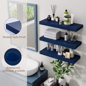 Estantes Flotantes de Madera Azul Tallada para Baño, Montaje en Pared, Modernos, Ajustables, Gran Capacidad, Decoración del Hogar - Product Image 2