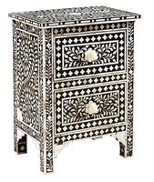 Prix d'usine indien Incrustation d'os Meubles Marrakech Incrustation d'os bleu Table de chevet Hôtel Chambre Table d'appoint vente en gros Meilleur prix