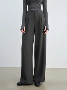 กางเกงลำลองขนแกะขาตรงยาวถึงพื้นสำหรับผู้หญิงกางเกงลำลองระบายอากาศได้ดีดีไซน์ตะเข็บสองชั้นไซส์2025สไตล์ใหม่กระชับสัดส่วน - Product Image 4