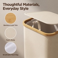 Panier à linge pliable 100L en toile écologique et durable avec couvercle, sac intérieur amovible et utilisations multiples – Organisateur de vêtements