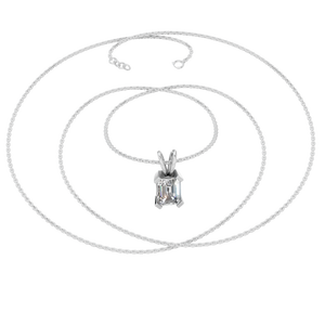 Collier pendentif solitaire en or massif 14 carats plaqué rhodium, personnalisé en gros, pour femmes, classique, 0,5 carat, D VVS, moissanite, taille émeraude - Product Image 5