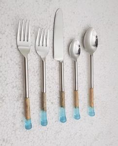 Juego de herramientas para queso de acero inoxidable con mango de madera y terrazo hecho a mano para bodas, fiestas, eventos, cubiertos de mesa, juego de cuchillos para queso - Product Image 4