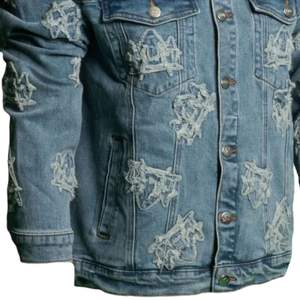 Veste en jean délavée pour homme, boutonnée, style vintage, motif brodé, streetwear décontracté - Product Image 6