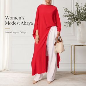 Set Musulmano in Due Pezzi Stile Turco con Logo Personalizzato, Abaya Irregolare Modesta e Pantaloni a Gamba Larga, Abbigliamento Islamico da Donna OEM - Product Image 1