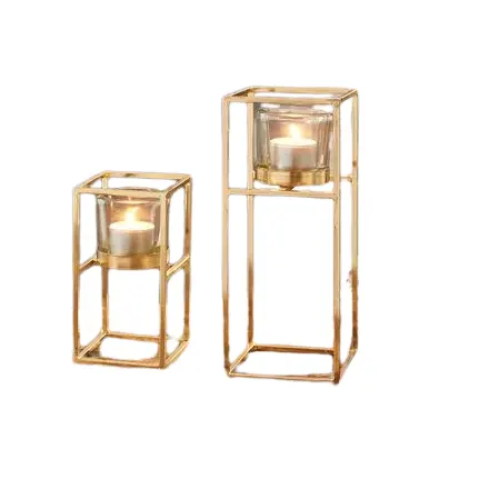 Conjunto de armações de mesa decorativas douradas, conjunto de 2 peças de berloque de vidro transparente com copo de vidro