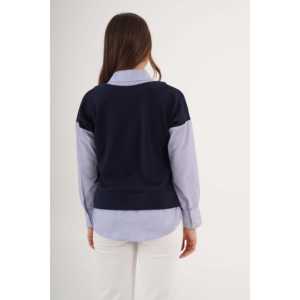 Blusa Azul Marino de Moda para Mujer con Detalle de Camisa, Accesorio de Moda al por Mayor - Product Image 1