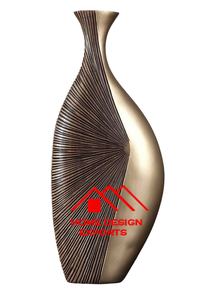 Meilleur vendeur en aluminium moulé sur mesure Vase à fleurs abstrait bicolore en forme de disque Vaisselle de qualité supérieure Vase à fleurs Usage hôtelier - Product Image 2