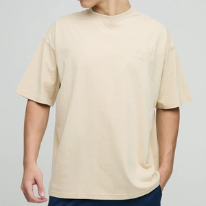 2025 Men's Ecru for Oversized Knitted Streetwear T-Shirt <b>100</b>% Cotton Customized Premium Quality <b>Yarn</b> Dyed Long - Product Image 1
