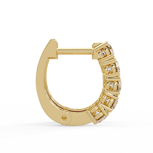 Modern luxury Huggie Hoop Earrings Shared Prong Diamond Earring 3mm Round Brilliant Cut Lab Grown diamond Bridal Diamond Earring - Product Image 4