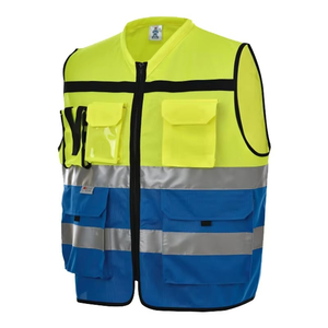 Chaleco de trabajo de dos tonos con bolsillos y cremallera Chaleco de trabajo de construcción para hombres - Product Image 5