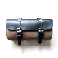 Tas sadel kulit sepeda motor, tas Tank kanvas tahan air luar ruangan, tas alat kulit sapi asli lembut untuk sepeda motor