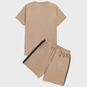 ชุดกางเกงขาสั้น2ชิ้นใส่ได้ทั้งชายและหญิงชุดวอร์มทางการชุดออกกำลังกายตัวโคร่งมีแถบสีปะสำหรับฤดูร้อน - Product Image 5