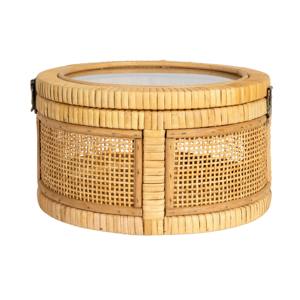 Boîte de rangement ronde en rotin empilable avec couvercles en verre, boîte de rangement artisanale, écologique, naturelle, décoration intérieure et extérieure, vente en gros du Vietnam - Product Image 3