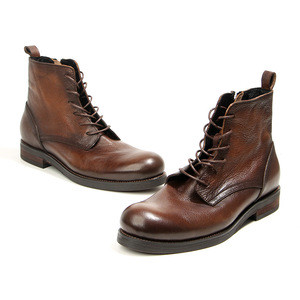 Botas Británicas de Cuero Olunpo, Cierre de Cremallera de Piel de Vaca de Primera Capa, Botas Retro Estilo Martin, Hechas a Mano con Acabado Desgastado, Botas de Hombre de Caña Alta - Product Image 4