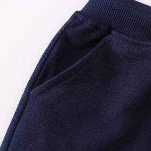 Nueva llegada de algodón de lana de verano para niños pantalones cortos de chándal con bolsillos azul marino malla gimnasio deportes corredor pantalones cortos Jogger pantalones cortos con cordón - Product Image 5