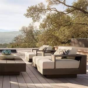 أريكة حديقة فاخرة من الألومنيوم للاستخدام الخارجي، مجموعات أثاث خارجي من القماش، أريكة قطاعية للفناء والمزرعة مقاومة للماء والصدأ - Product Image 2