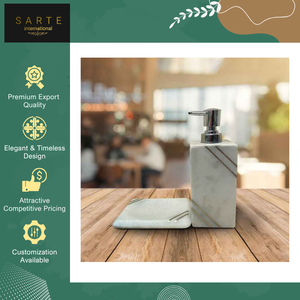 Dispensador de jabón de manos manual de mármol de alta calidad de suministro al por mayor con diseño moderno para uso en el baño - Product Image 3