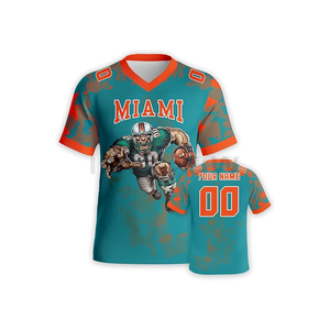 Miami unisexe Pinnies kit vente en gros Polyester Sublimation imprimé maillot de football américain personnalisé col en V maillots de football américain - Product Image 1