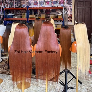 Vente en gros de produits capillaires humains Perruques frontales lisses et droites en dentelle Perruque vietnamienne droite en cheveux bruts, os soyeux pour femmes noires - Product Image 2