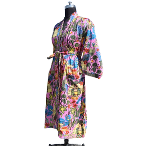 Kimono Albornoz de algodón para mujer Verano Frente abierto Ropa de dormir Bata Vestido de playa - Product Image 2