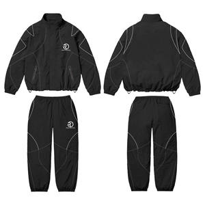 Men Two Piece Set Zip up Tracksuit Plus Size t Reflective Stripe Sublimation <b>Wind</b> <b>Breaker</b> Nylon Tracksuit for Men's - Product Image 3