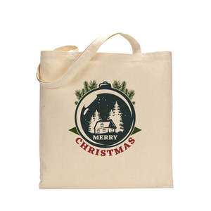 Bolsa de Mano con Diseño de Bola de Nieve Navideña, Bolsas de Algodón para Decoraciones Navideñas - Product Image 1