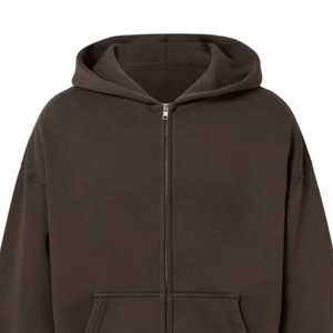 Sweat à capuche zippé pour hommes en gros Veste polaire en coton épais Logo personnalisé OEM/ODM Streetwear Sweat-shirt - Product Image 3