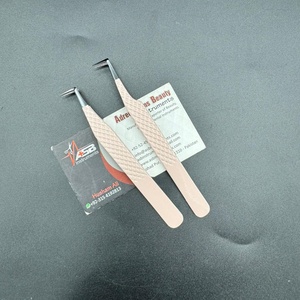 Professional 90 Degree Slim Boot <b>Nude</b> Black Lash Extension Tweezers Strong Grip Custom Sustainable Steel Eyelash Tweezer - Product Image 1