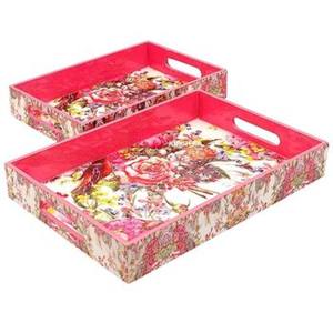 ชุดอุปกรณ์รับประทานอาหารสุดหรู2ชิ้นถาดเสิร์ฟทำจากไม้ Meena สินค้ามาใหม่ถาดใส่อาหารสุดหรูสำหรับทุกโอกาส - Product Image 1