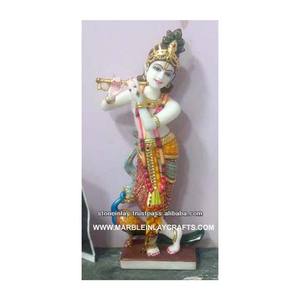 ที่สวยที่สุดและมีสีสันทำด้วยมือสีขาวหินอ่อนกฤษณะรูปปั้นที่มีพื้นผิวเรียบและมันวาวรูปปั้นหินอ่อนที่มีราคาต่ำ - Product Image 1