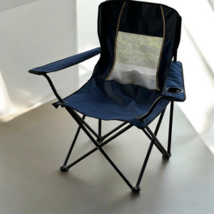 Silla plegable moderna portátil de acero inoxidable con soporte para latas, muebles de exterior de tela Oxford para picnics en el jardín - Product Image 4