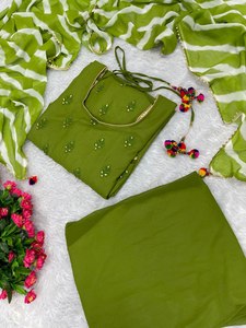 DISEÑADOR HEAVY FUAX GEORGETTE TOP CON TRAJE PALAZZO - Product Image 2