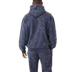 <b>Men's</b> Heavy Weight 100% Cotton <b>Fleece</b> <b>Hoodie</b> Oversized Vintage Stone Washed Look with Embroidered Logo for Spring Season - Product Image 2