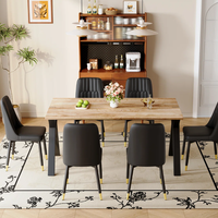Vente en gros de meubles de chambre en placage pour la maison ou l'hôtel Ensemble de table à manger design moderne avec dessus en MDF et pieds en métal
