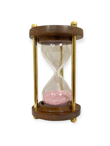 Sablier en bois, laiton et verre dans un coffret en cuir, 2 minutes, léger, design artistique décoratif pour le bureau/le bureau/l'étude - Product Image 2