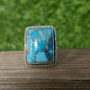 แหวนพลอยเทอร์ควอยส์โบโฮทำด้วยมือ925เป็นของขวัญเครื่องประดับโบฮีเมียนสำหรับเธอแหวนพลอยแฟชั่น - Product Image 1