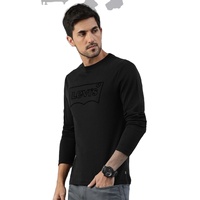 Camiseta de Punto para Hombre de Alta Calidad, Spandex/Algodón, Cuello Redondo, Manga Larga, Corte Ajustado, Color Sólido, Personalizable, Mejor Precio, Bangladesh