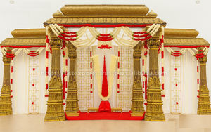 Mandap ทำจากไม้รูปนกยูงที่สง่างามสำหรับงานแต่งงานแบบชาวฮินดูของชาวอินเดียตอนใต้การตั้งค่าการแต่งงานแบบยิ่งใหญ่ของสหราชอาณาจักร - Product Image 6