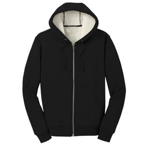 เสื้อแจ็คเก็ตมีฮู้ดบุขนเชอร์ปาแบบซิป กันน้ำ เป็นมิตรกับสิ่งแวดล้อม สีดำ พร้อมโลโก้แบบกำหนดเอง สำหรับผู้ชาย - Product Image 5