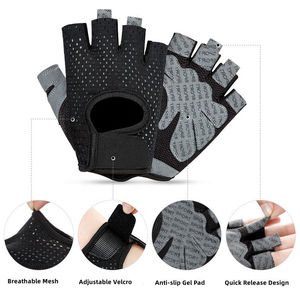 Guantes de medio dedo para hombres y mujeres para entrenamiento para levantamiento de pesas y gimnasio Fitness logotipo personalizado levantamiento entrenamiento GUANTES DE Fitness - Product Image 2