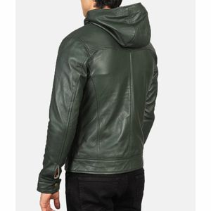 Veste pour hommes veste pour hommes haute qualité Street Wear fermeture éclair style hommes veste en cuir respirant col montant pleine manche en cuir - Product Image 4